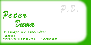 peter duma business card